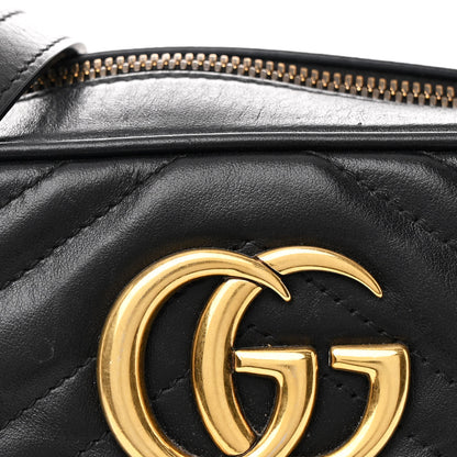 Gucci Calfskin Matelasse Small GG Marmont Chain Shoulder Bag Black 8 of 11