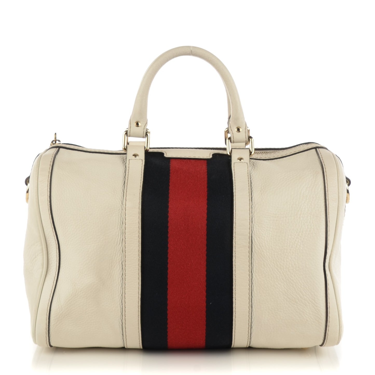 Calfskin Vintage Web Medium Boston Off White
