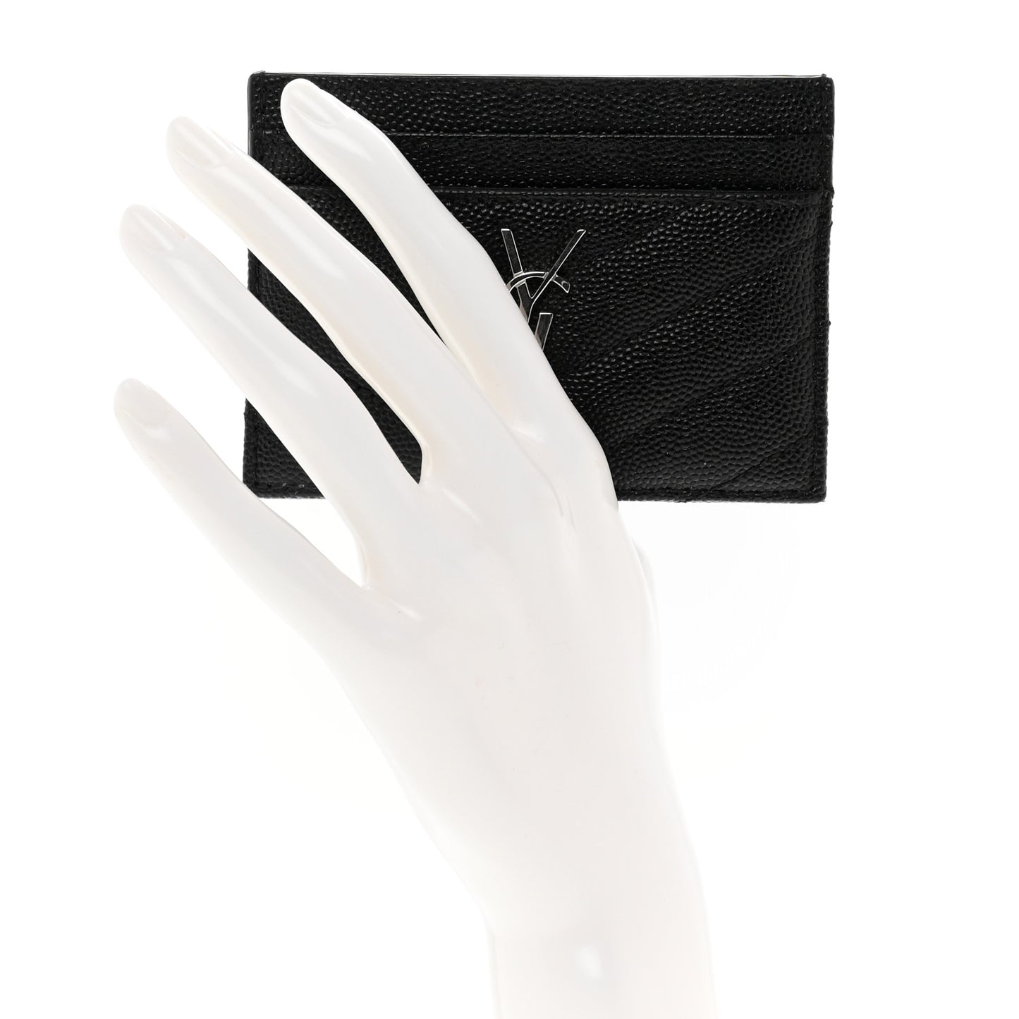 Grain De Poudre Matelasse Chevron Monogram Credit Card Case Black