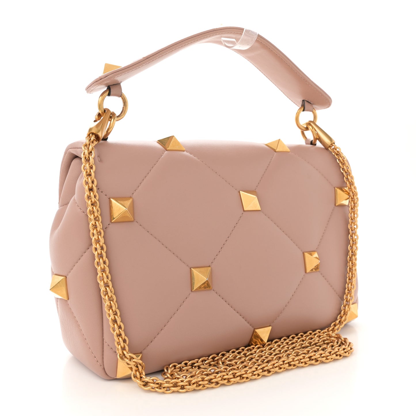 Nappa Large Roman Stud Shoulder Bag Rose Cannelle