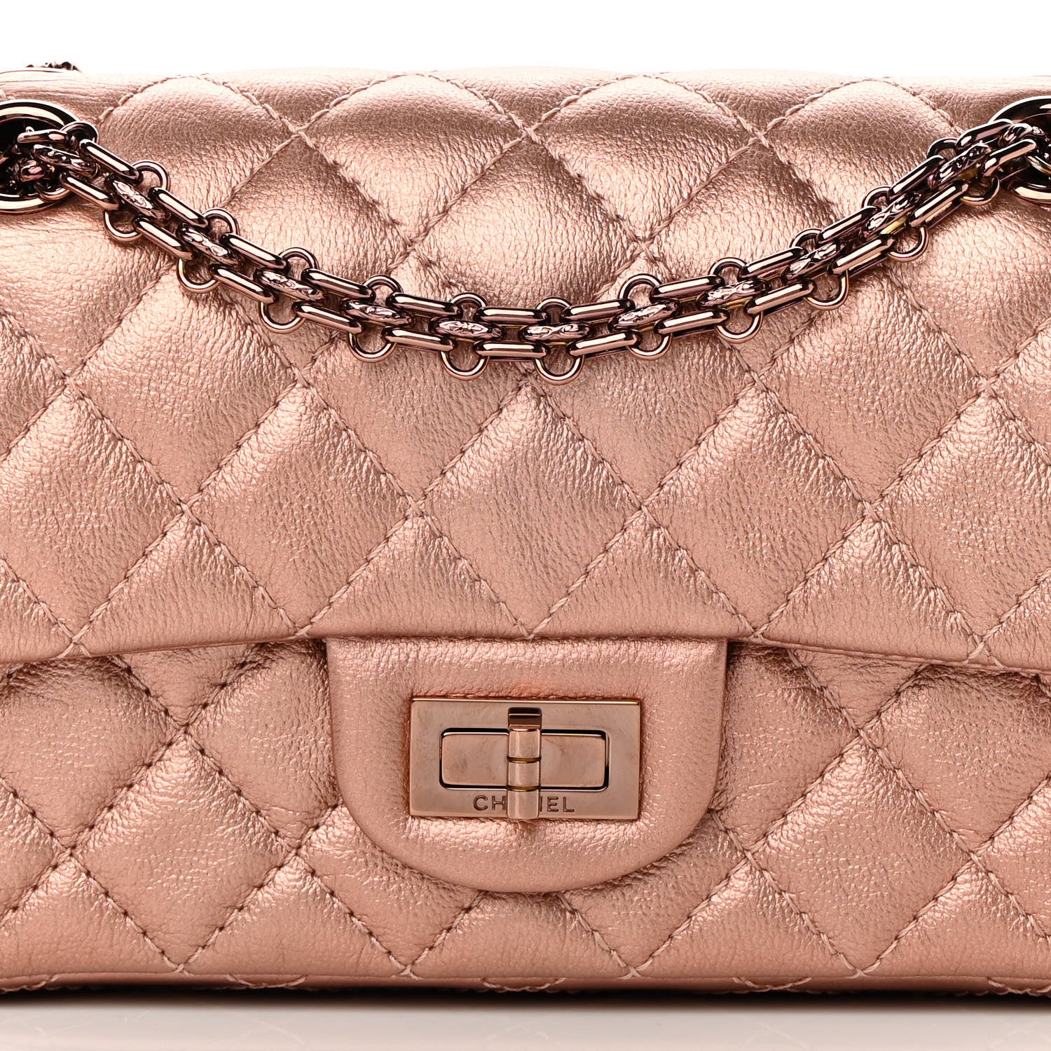 Chanel Metallic Grained Calfskin Quilted 2.55 Reissue Mini Flap Copper Pink 8 of 10