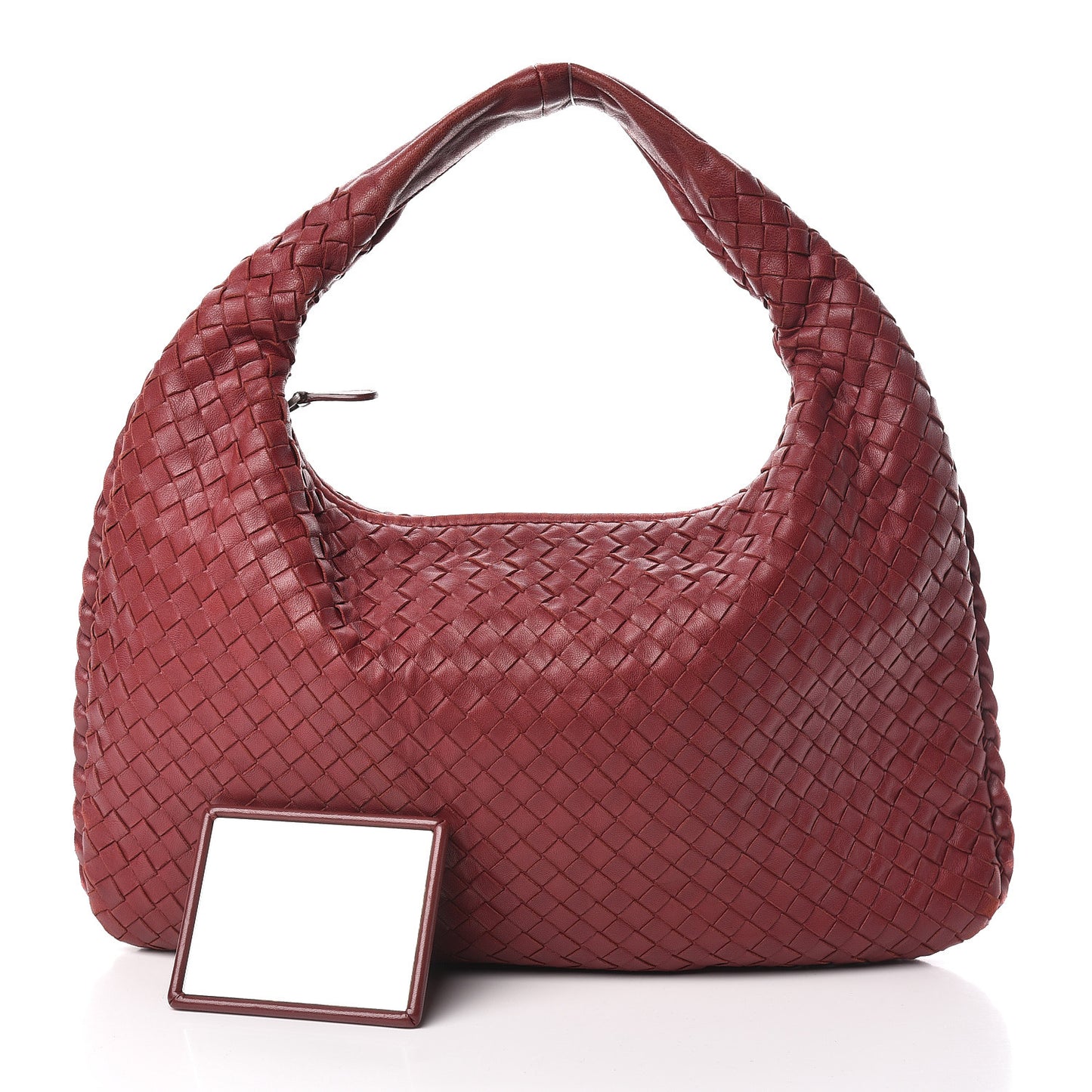 Nappa Intrecciato Medium Veneta Hobo Vermillion