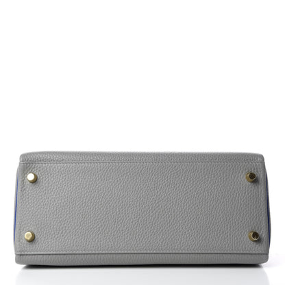 Hermes Taurillon Clemence Horseshoe Kelly Retourne 28 Bleu Glacier Bleu Electrique 6 of 34