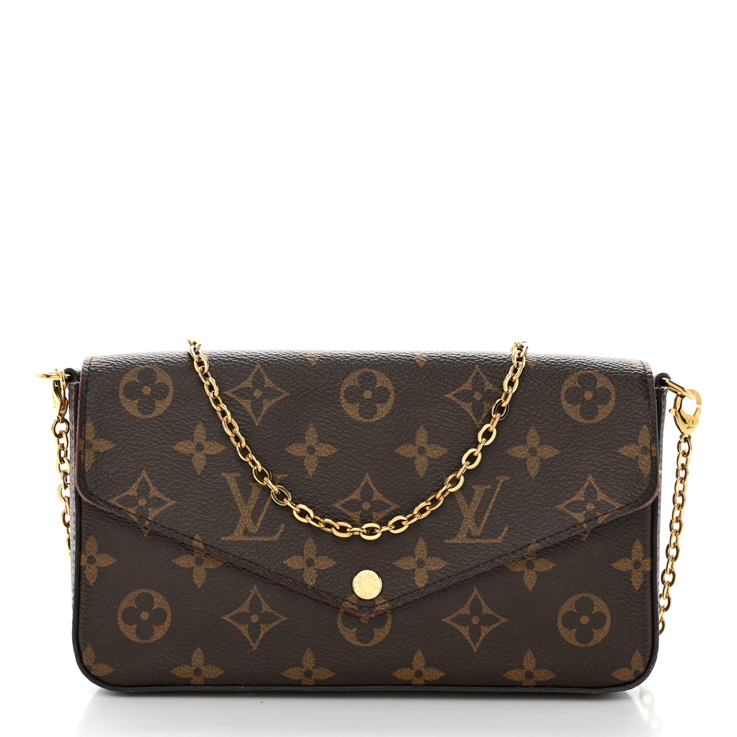 Monogram Pochette Felicie Chain Wallet Fuchsia
