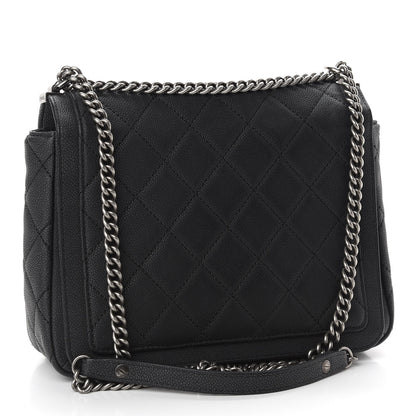 Chanel Washed Caviar Quilted Small Square Turn Around Ligne Flap Dark Grey 3 of 9