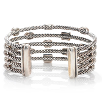 David Yurman Sterling Silver Diamond Blue Topaz Iolite Confetti Five Row Bracelet 3 of 7