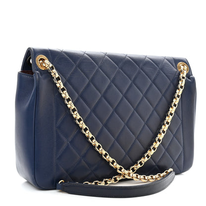 Chanel Lambskin Quilted Large Chic With Me Flap Navy 3 of 9