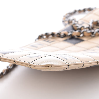 Chanel Lambskin Crossword Pochette Beige Black 8 of 9