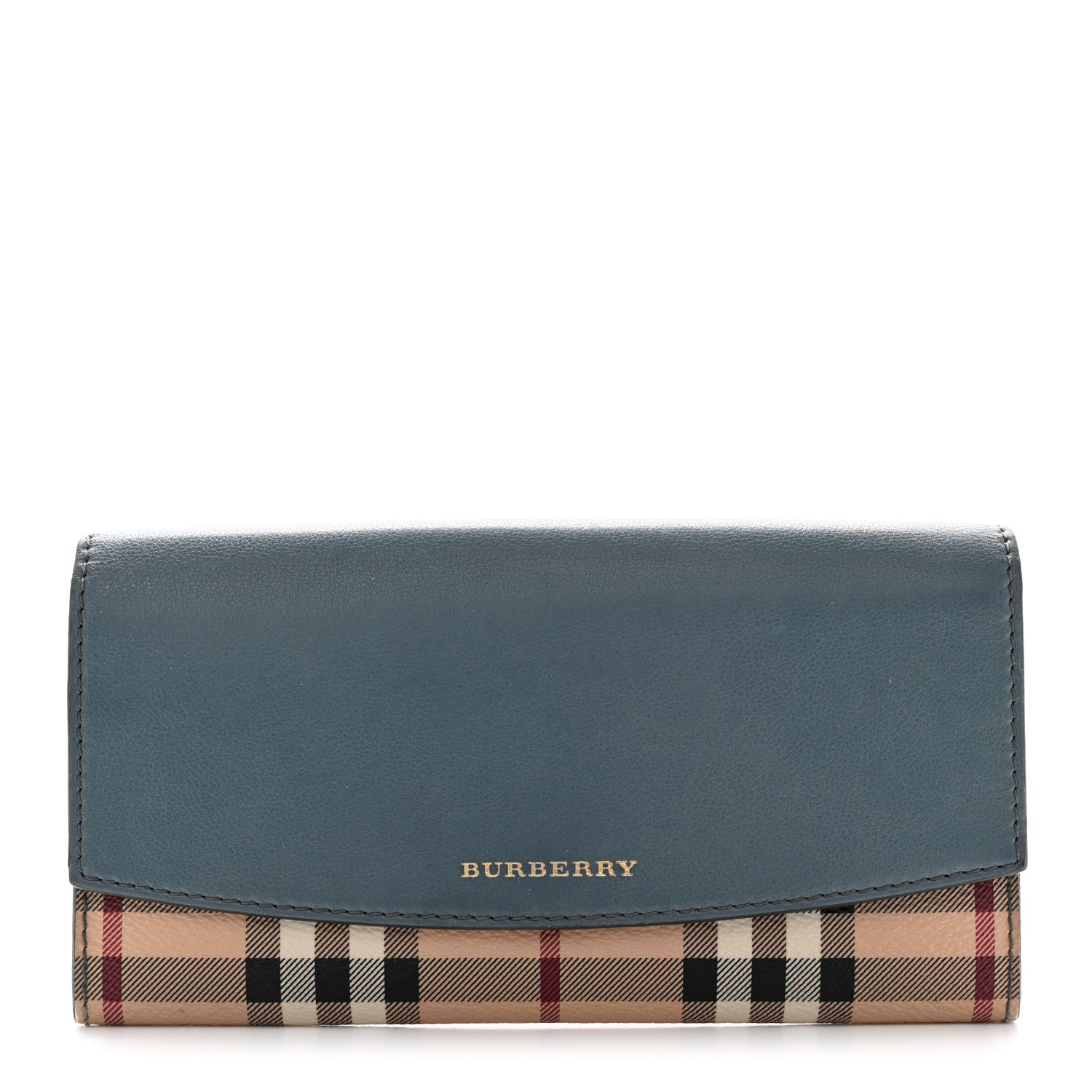 Burberry Calfskin Haymarket Check Henley Wallet Eucalyptus Grey 1 of 7