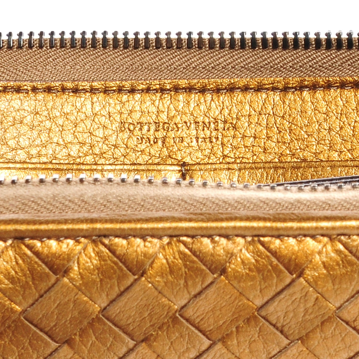 Bottega Veneta Cervo Metal Intrecciato Zip Around Wallet Bronze 6 of 8