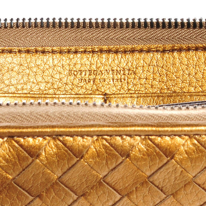Bottega Veneta Cervo Metal Intrecciato Zip Around Wallet Bronze 6 of 8