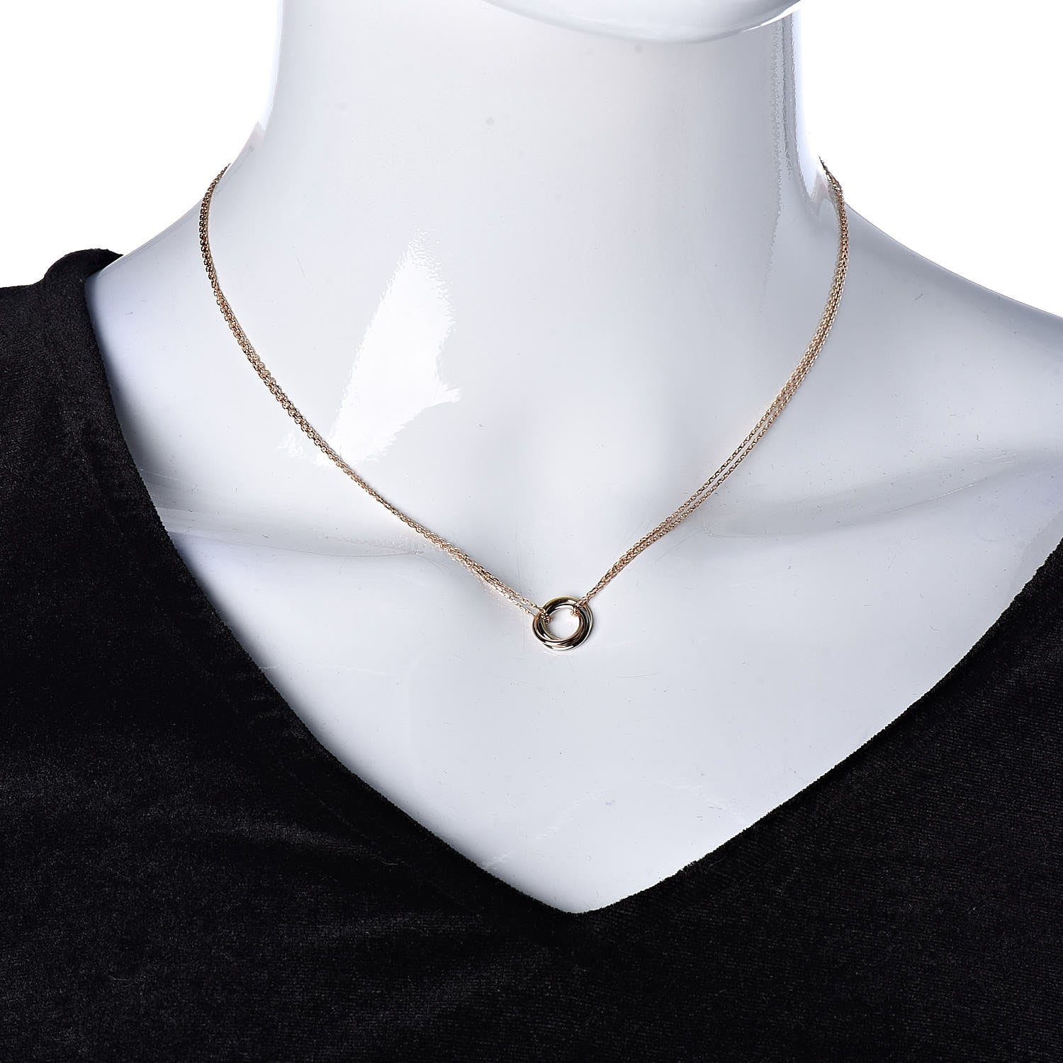 Cartier 18K Pink Yellow White Gold Trinity Double Chain Pendant Necklace 2 of 7