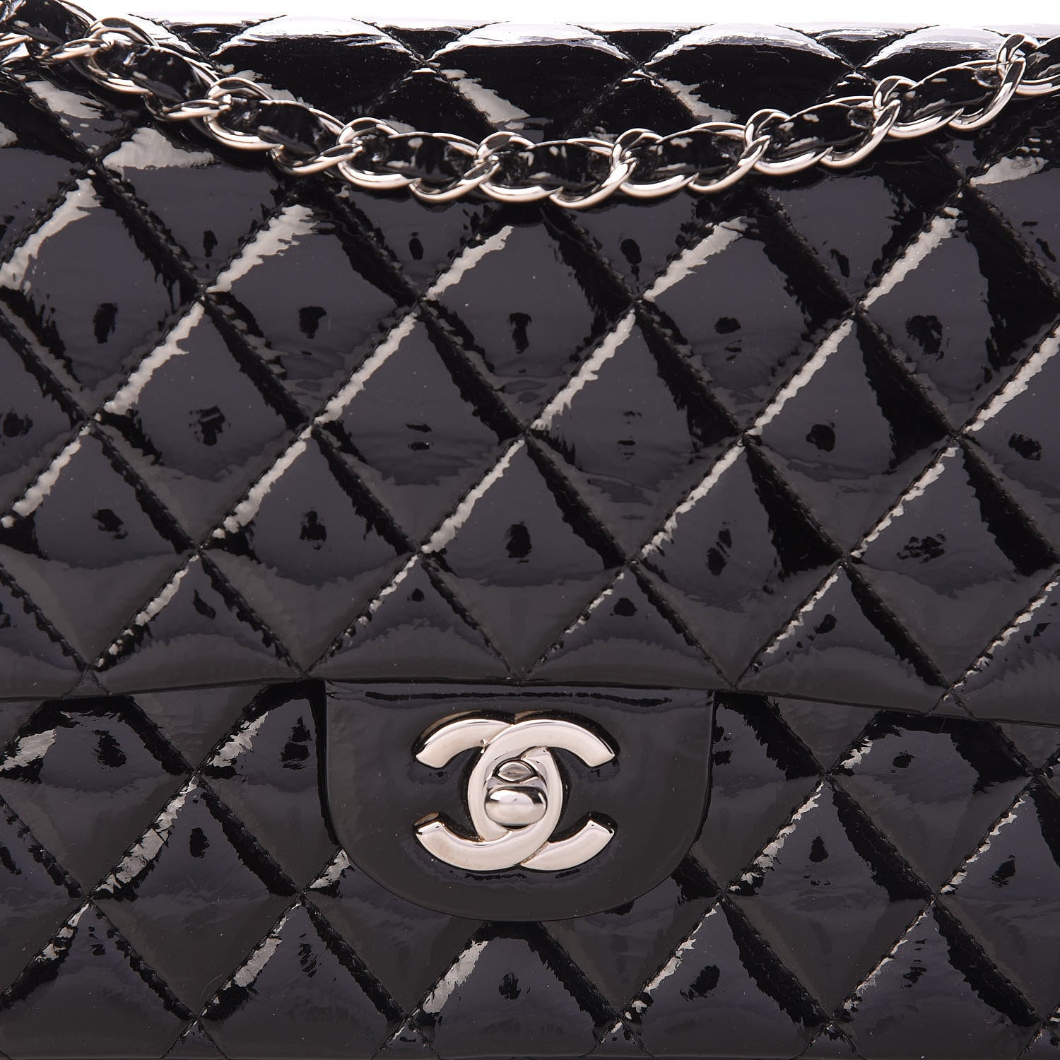 Chanel Distressed Patent Quilted Medium Double Flap Black 8 of 10
