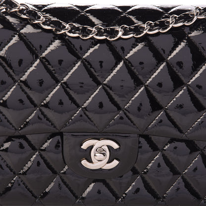 Chanel Distressed Patent Quilted Medium Double Flap Black 8 of 10