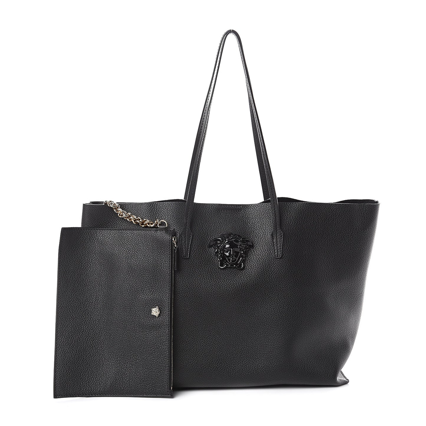 Grained Calfskin Palazzo Medusa Tote Black