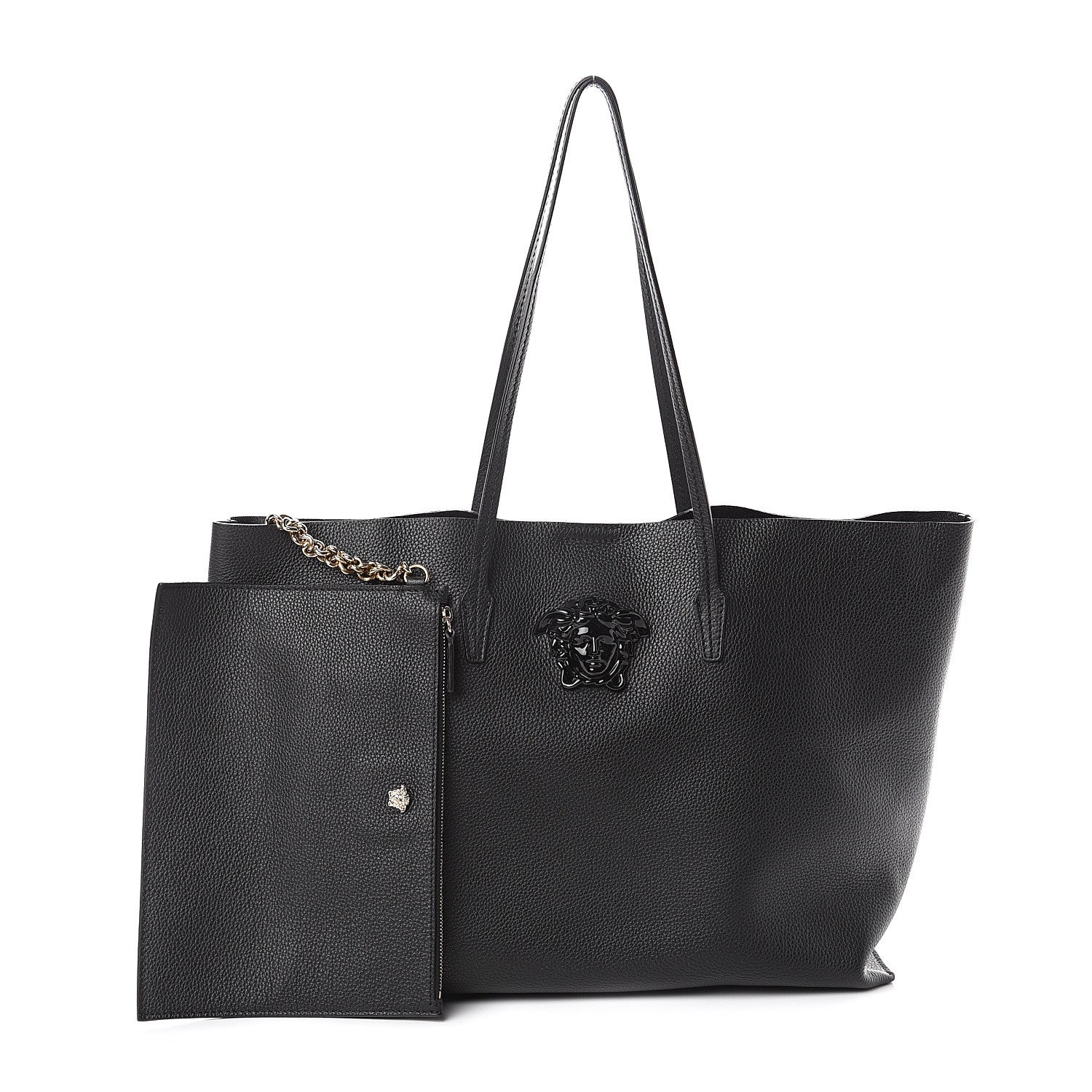 Versace Grained Calfskin Palazzo Medusa Tote Black 1 of 8