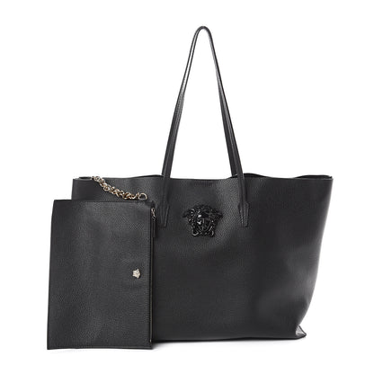 Versace Grained Calfskin Palazzo Medusa Tote Black 1 of 8