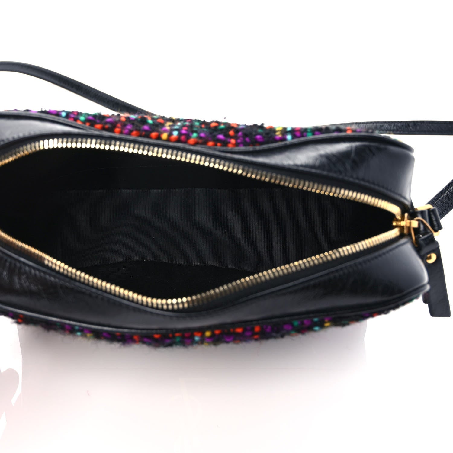 Saint Laurent Tweed Calfskin Monogram Lou Camera Bag Black 5 of 11
