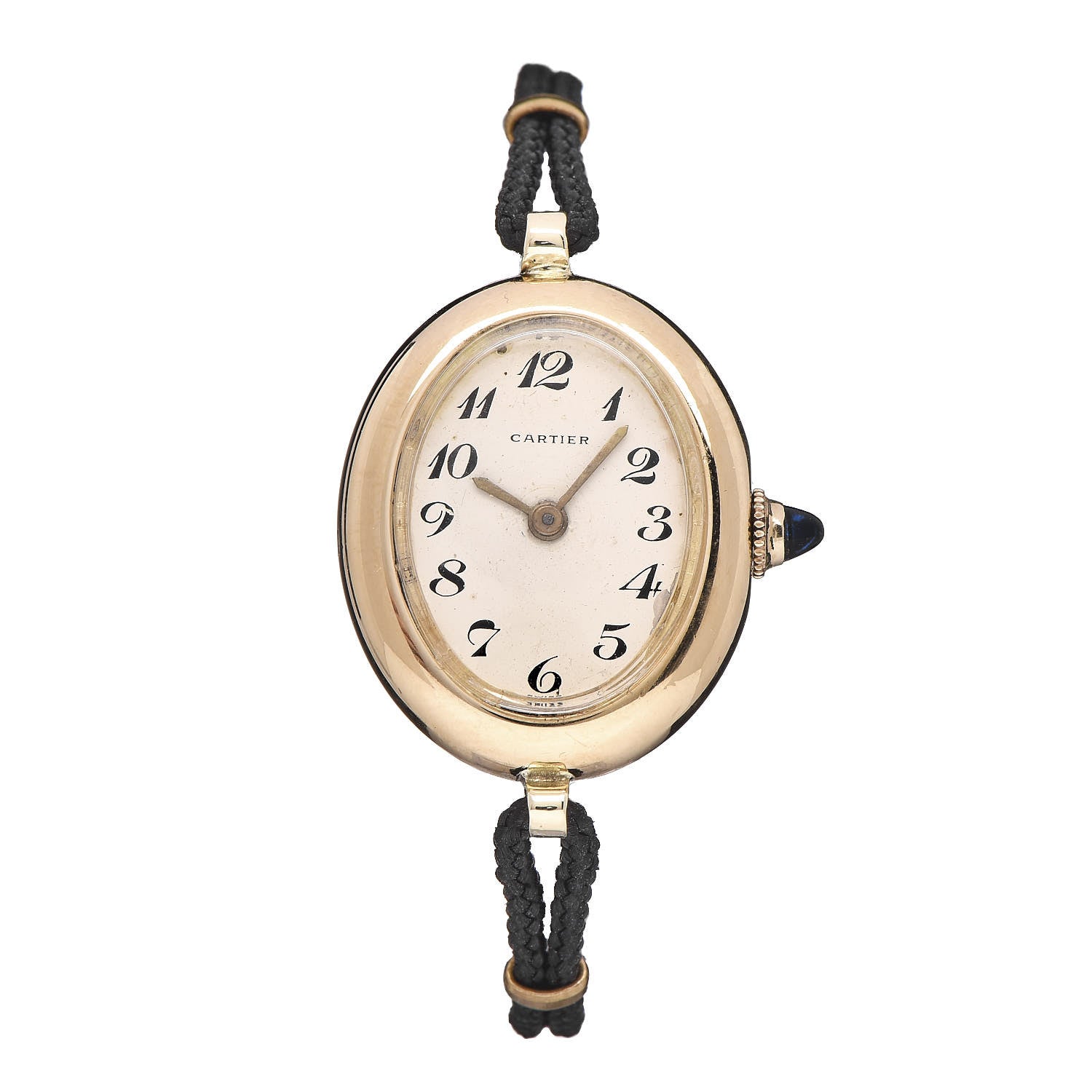 Cartier 18K Yellow Gold Cord 21mm Oval Mechanical Watch 1 of 6