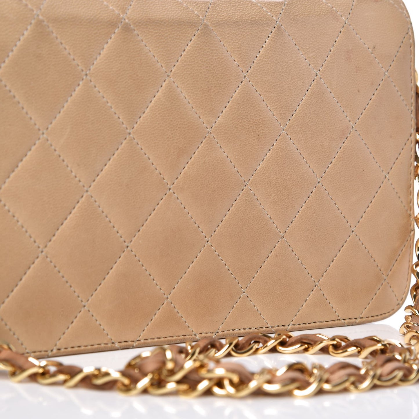 Lambskin Quilted Mini Flap Beige