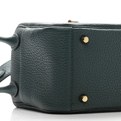 Hermes Taurillon Clemence Mini Lindy 20 Vert Cypress 9 of 11
