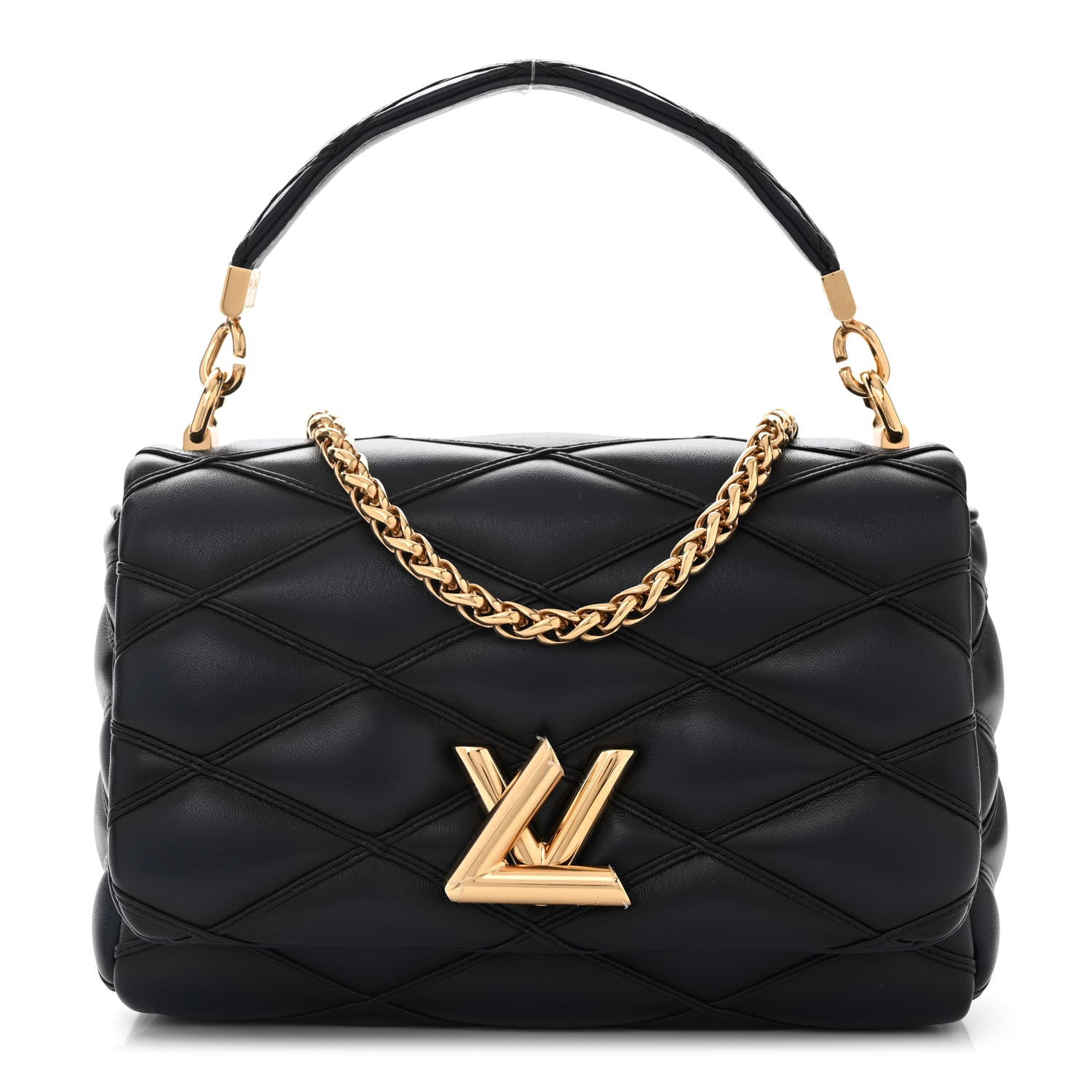 Louis Vuitton Lambskin Malletage Top Handle GO-14 MM Bleu Marine 1 of 10