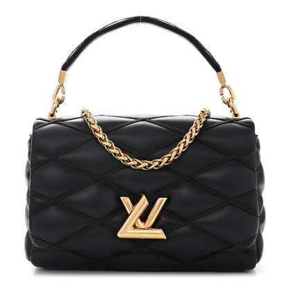 Louis Vuitton Lambskin Malletage Top Handle GO-14 MM Bleu Marine 1 of 10