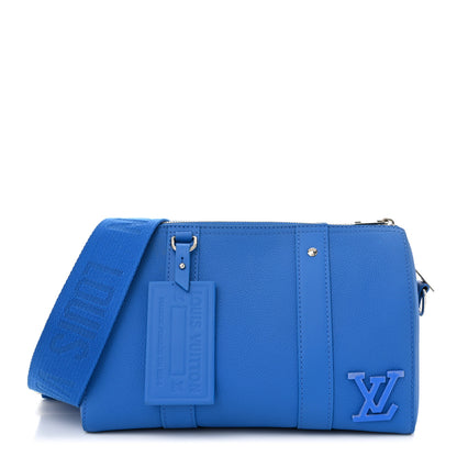 Louis Vuitton Grained Calfskin Aerogram City Keepall Bright Blue 1 of 9
