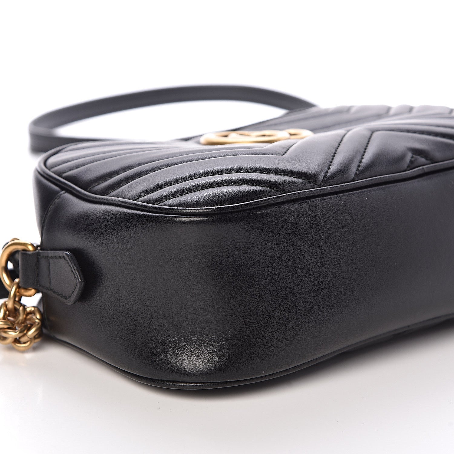 Gucci Calfskin Matelasse Small GG Marmont Chain Shoulder Bag Black 9 of 11