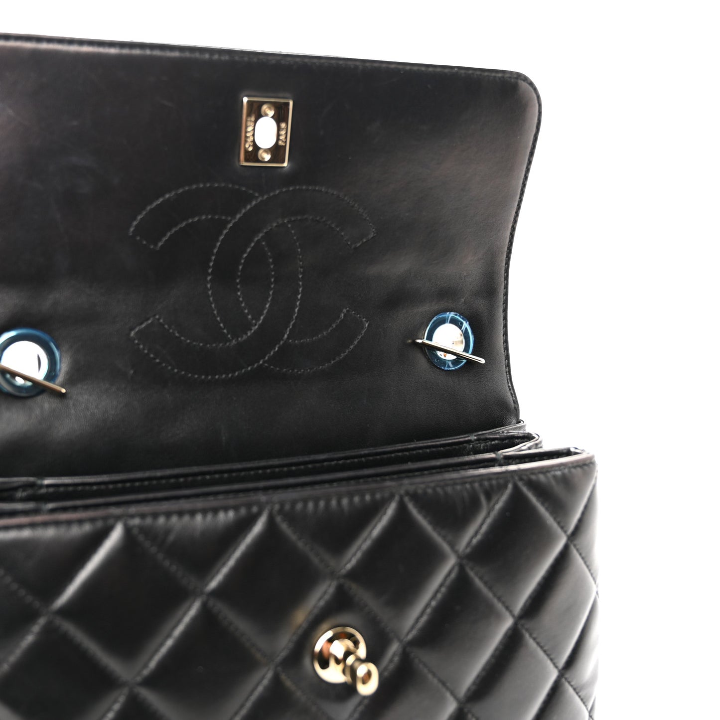 Lambskin Quilted Small Trendy CC Dual Handle Flap Bag Black
