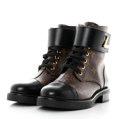 Louis Vuitton Calfskin Monogram Wonderland Flat Ranger Boots 36.5 Black 3 of 9