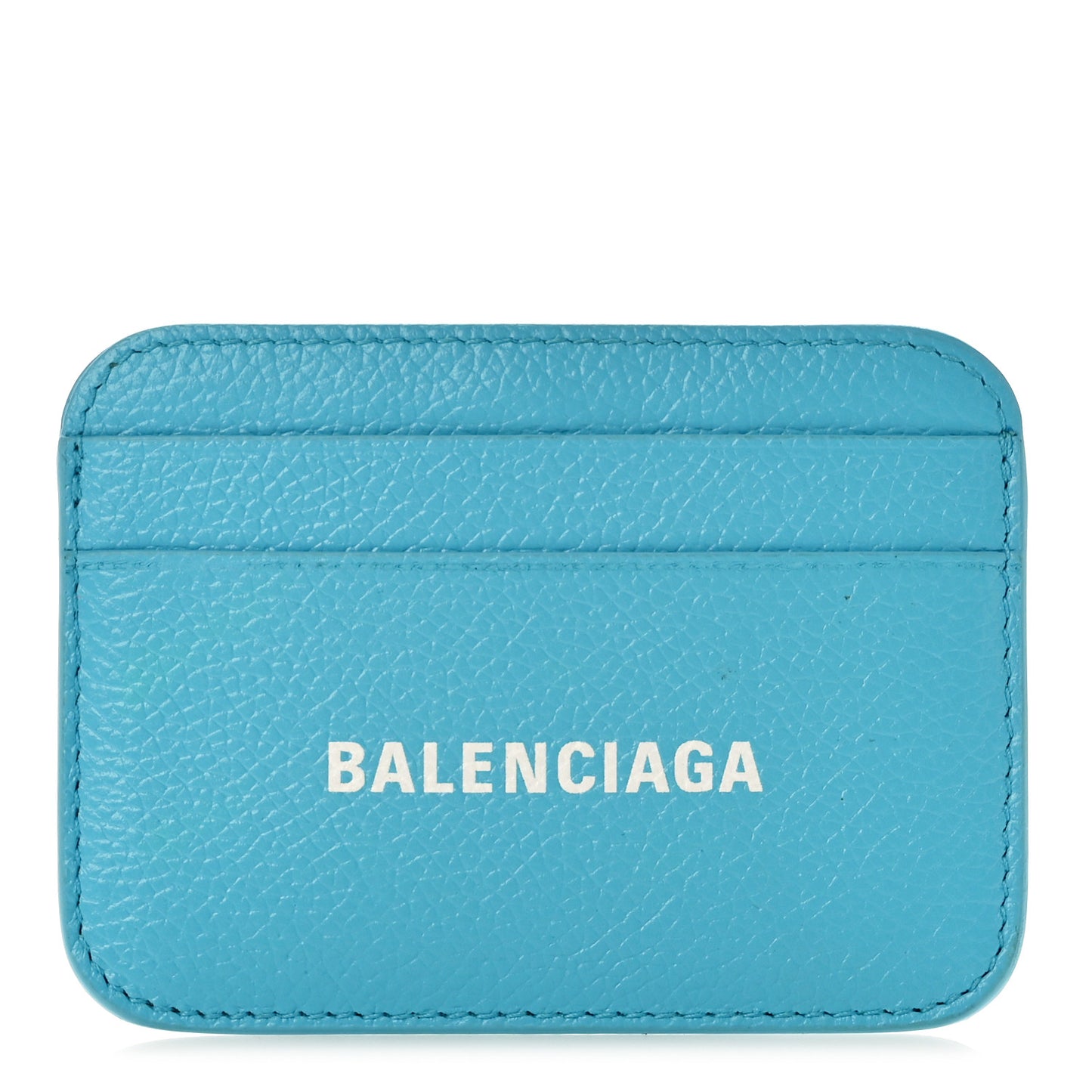 Grained Calfskin Logo Cash Rounded Card Holder Blue