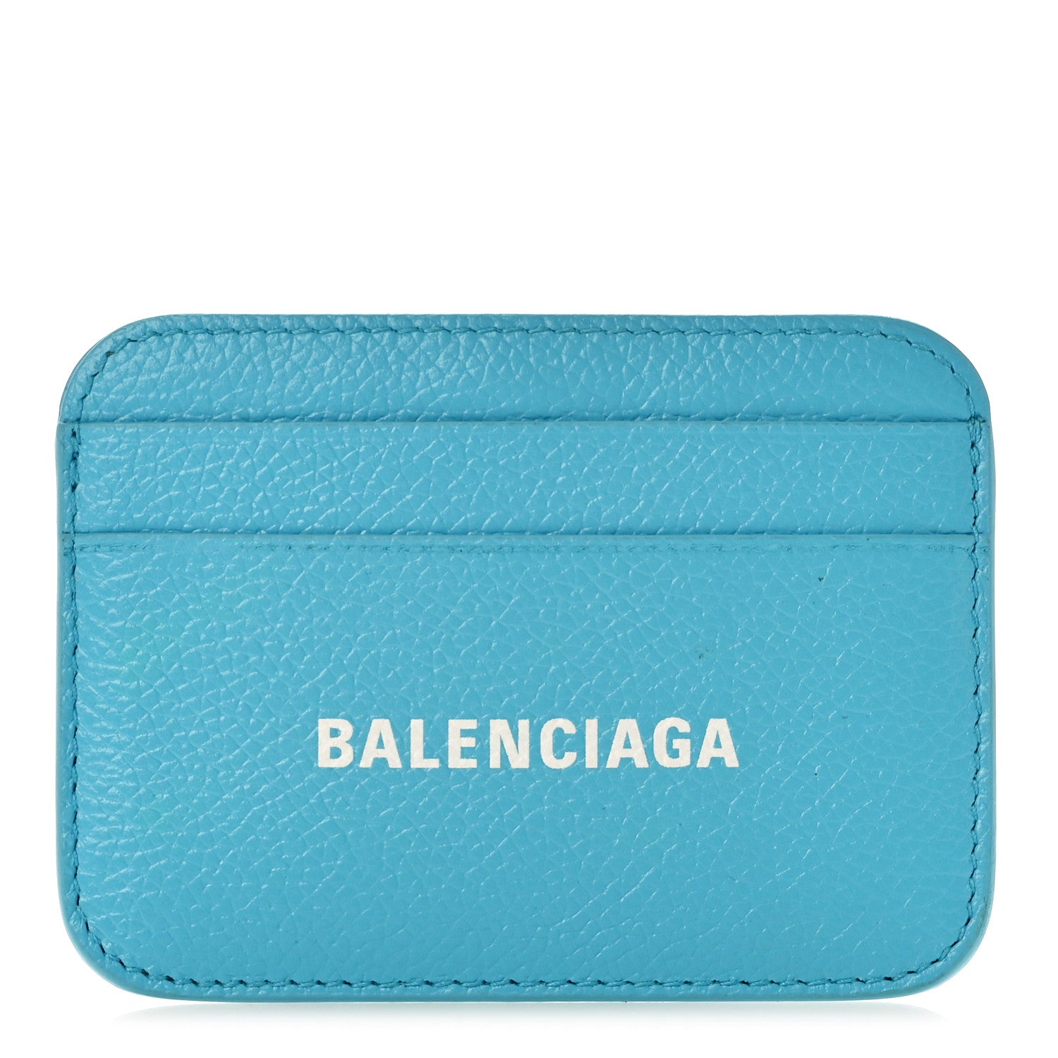Balenciaga Grained Calfskin Logo Cash Rounded Card Holder Blue 1 of 8