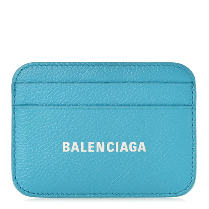 Balenciaga Grained Calfskin Logo Cash Rounded Card Holder Blue 1 of 8