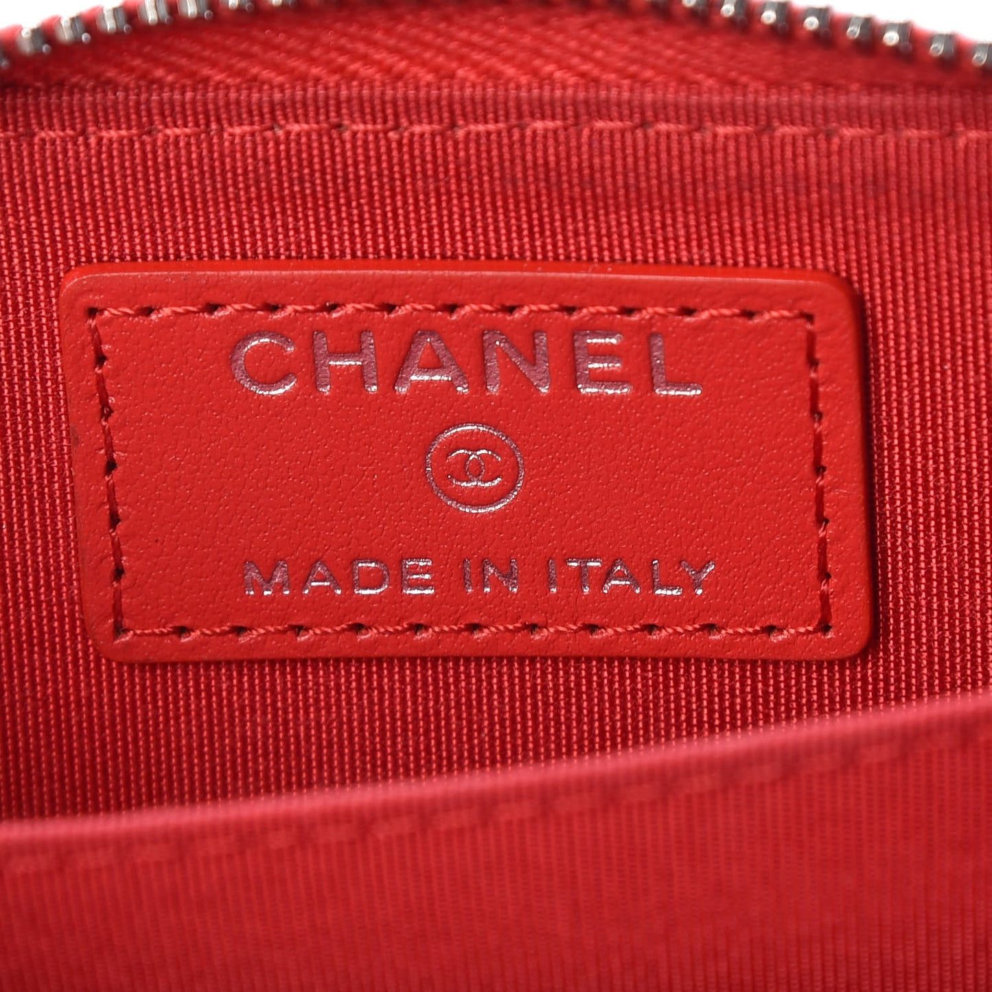 Lambskin Camellia Embossed Zip Coin Purse Red