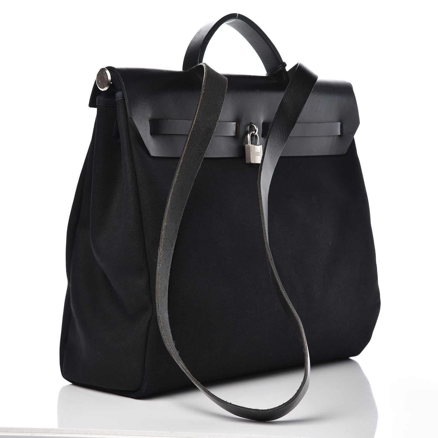 Hermes Toile Vache Calfskin Herbag 40 GM Black 3 of 14