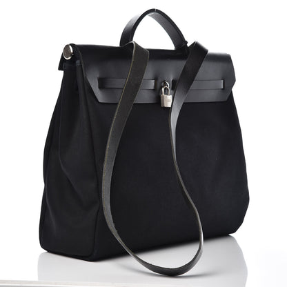 Hermes Toile Vache Calfskin Herbag 40 GM Black 3 of 14