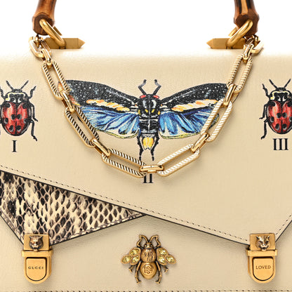 Gucci Calfskin Snakeskin Studded Small Ottilia Top Handle Bag White 9 of 11