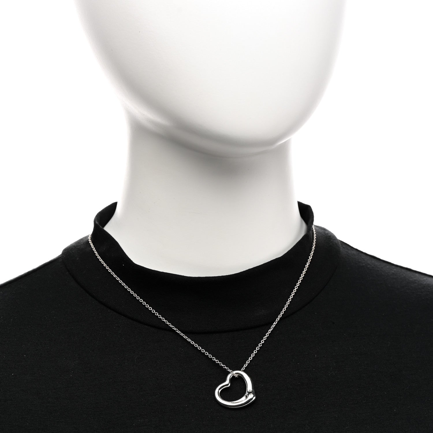 Tiffany Sterling Silver 22mm Elsa Peretti Open Heart Pendant Necklace 2 of 5