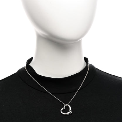 Tiffany Sterling Silver 22mm Elsa Peretti Open Heart Pendant Necklace 2 of 5