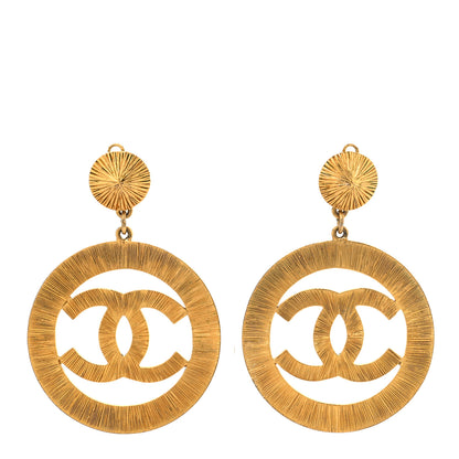 Chanel Metal Large Sunburst CC Button Earrings Gold 1 of 10