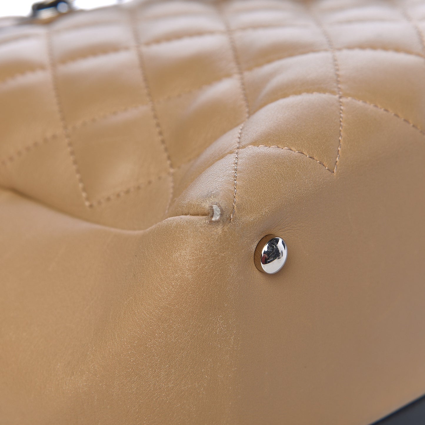 Calfskin Quilted Feather Weight Bowling Bag Black Beige