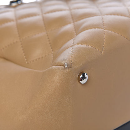 Chanel Calfskin Quilted Feather Weight Bowling Bag Black Beige 12 of 14