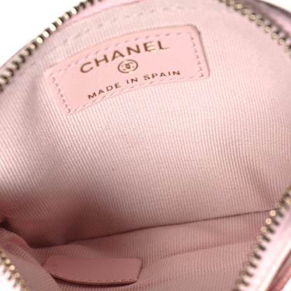Chanel Caviar Quilted Crystal Zip Card Holder Wallet Light Pink 5 of 7