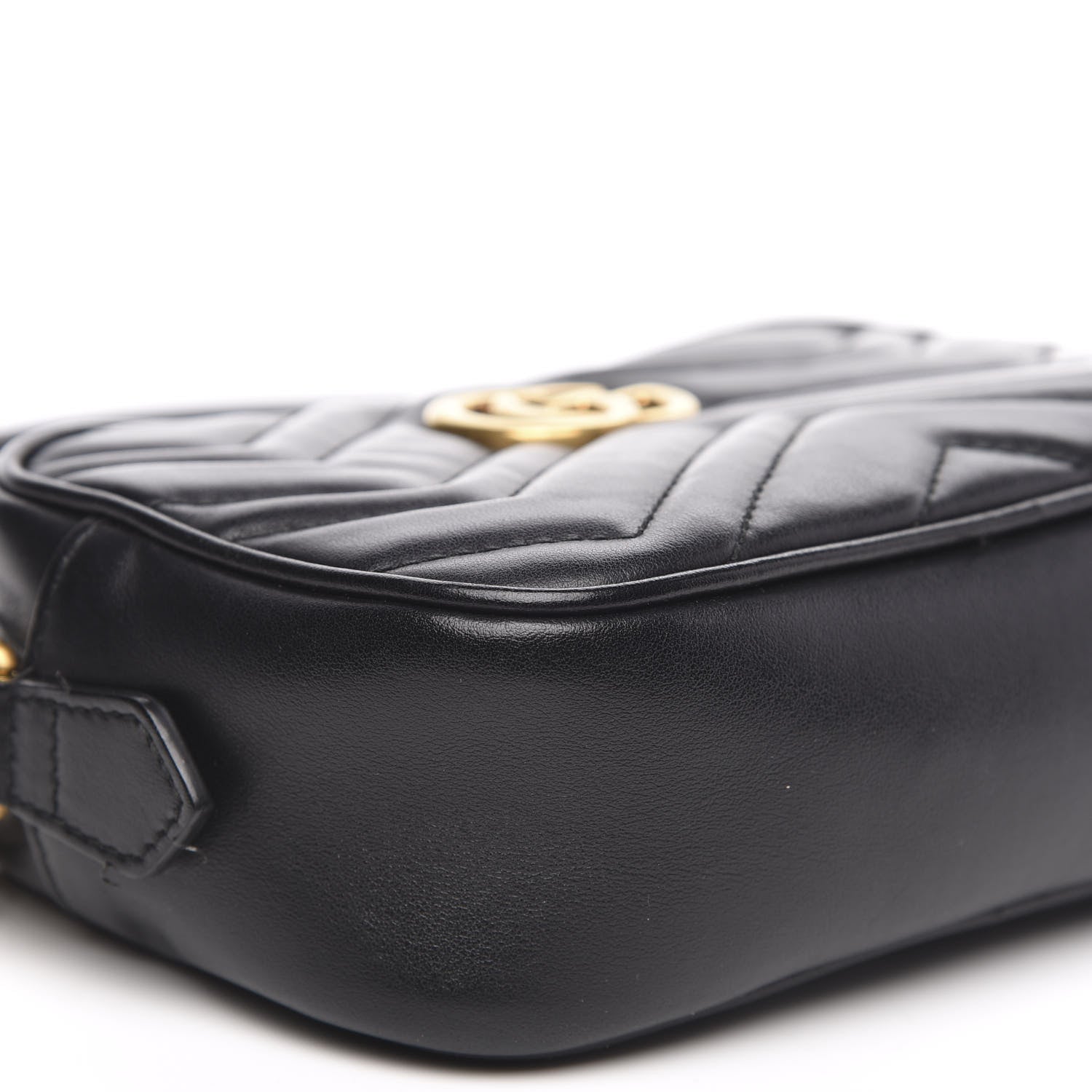Gucci Calfskin Matelasse Mini GG Marmont Chain Shoulder Bag Black 9 of 11