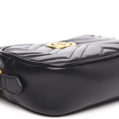 Gucci Calfskin Matelasse Mini GG Marmont Chain Shoulder Bag Black 9 of 11