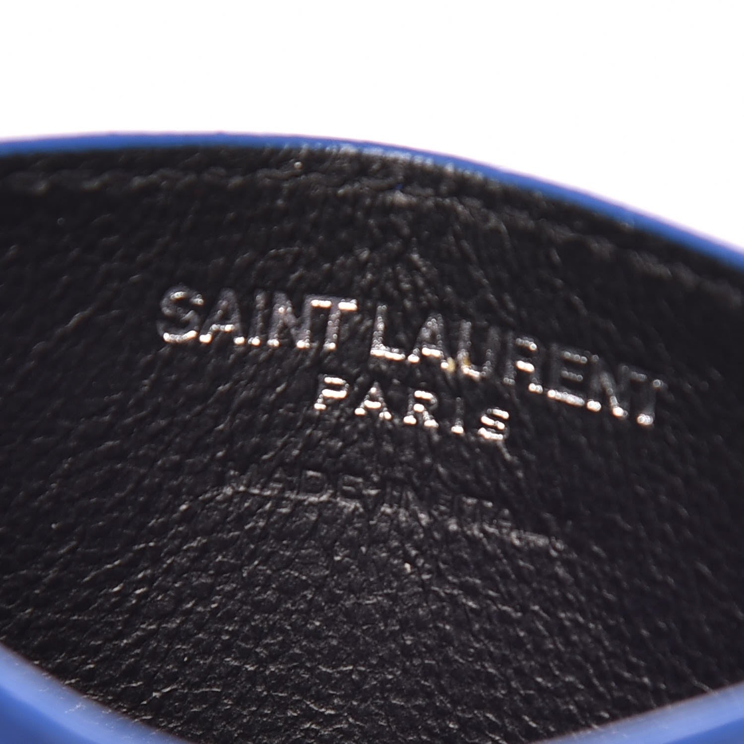 Saint Laurent Calfskin Crocodile Embossed Monogram Credit Card Case Royal Blue 6 of 8