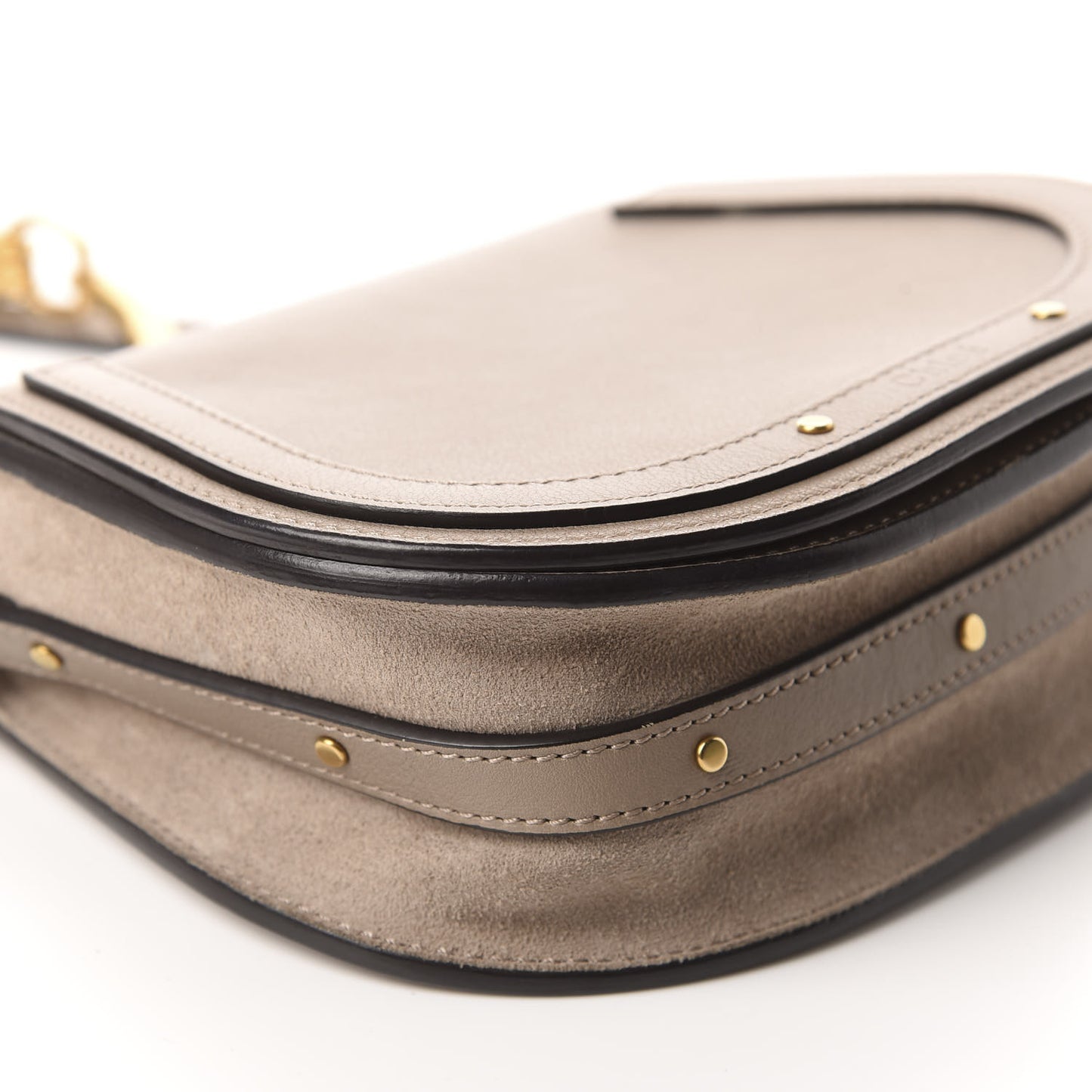 Calfskin Suede Small Nile Bracelet Bag Motty Grey