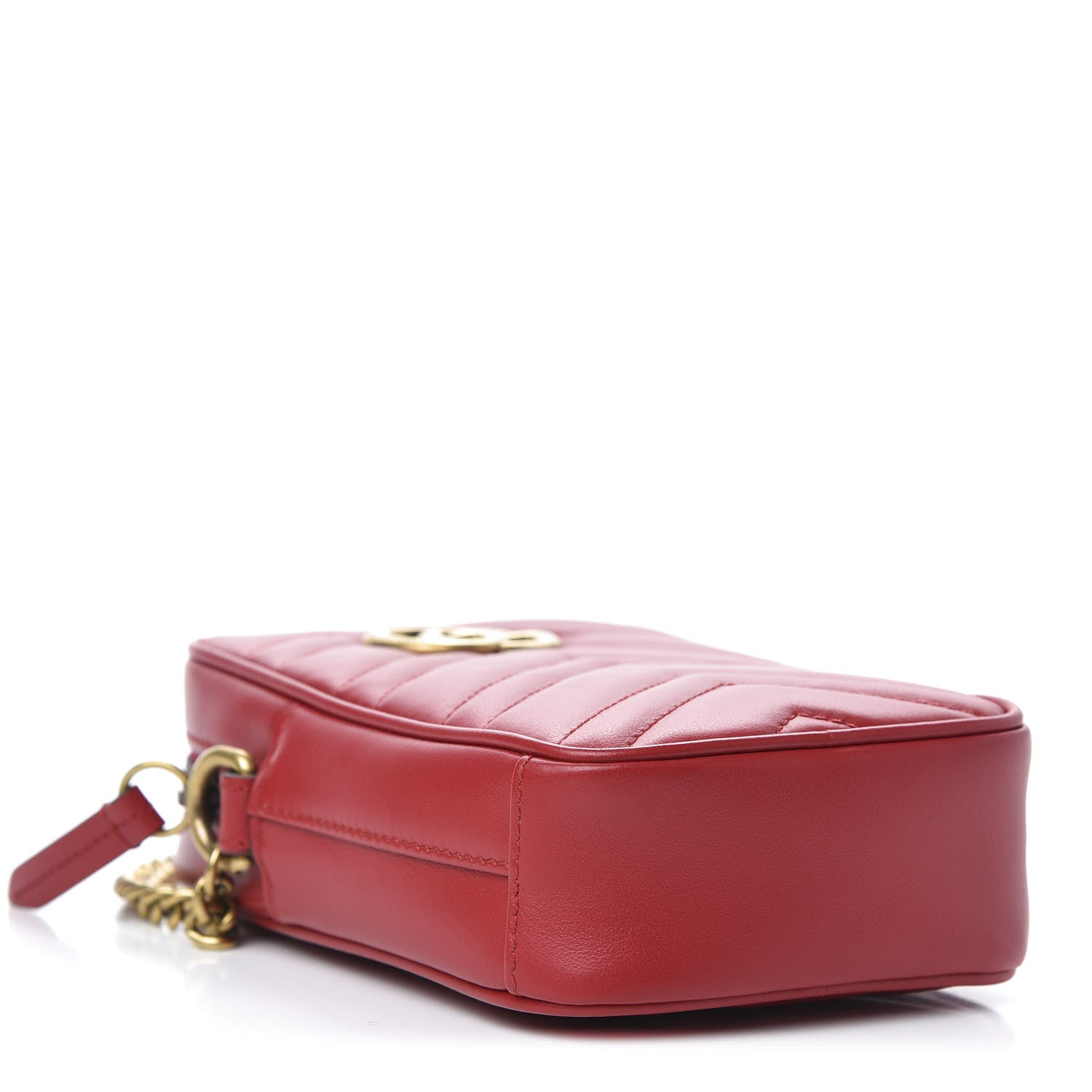 Gucci Calfskin Matelasse Mini GG Marmont Crossbody Bag Hibiscus Red 4 of 10