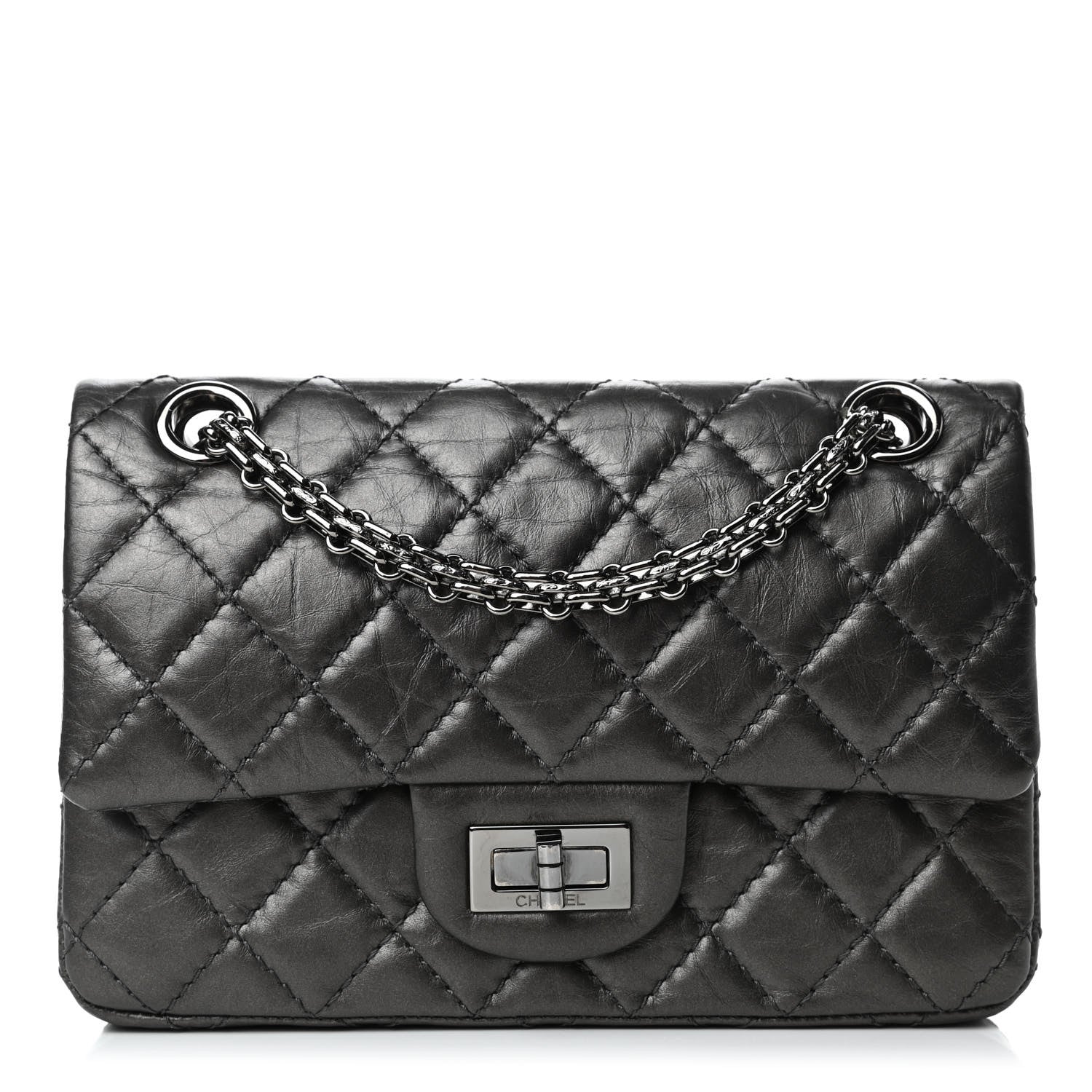 Chanel Aged Calfskin Quilted 2.55 Reissue Mini Flap Dark Silver 1 of 4